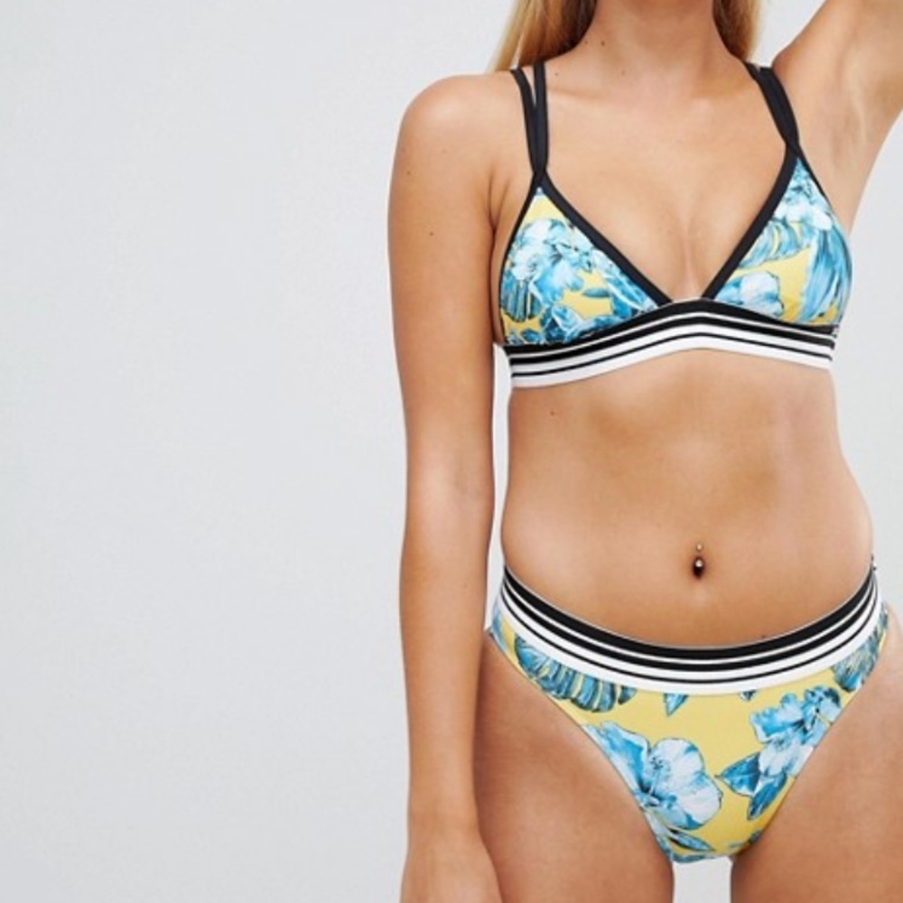 TROPICAL PALM HIGH WAISTED BIKINI SET